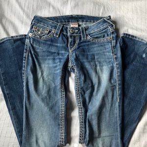 y2k true religion flare/bootcut low rise jeans!!
